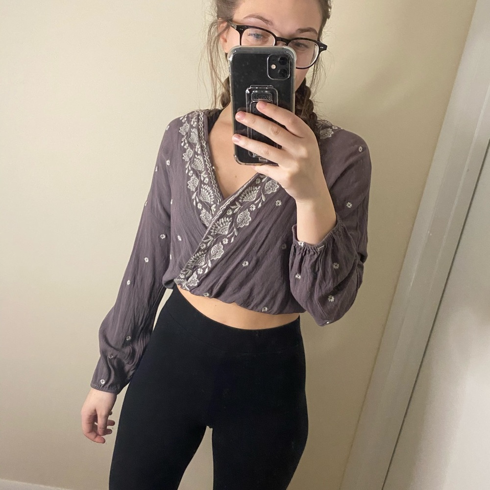 Purple floral crop top